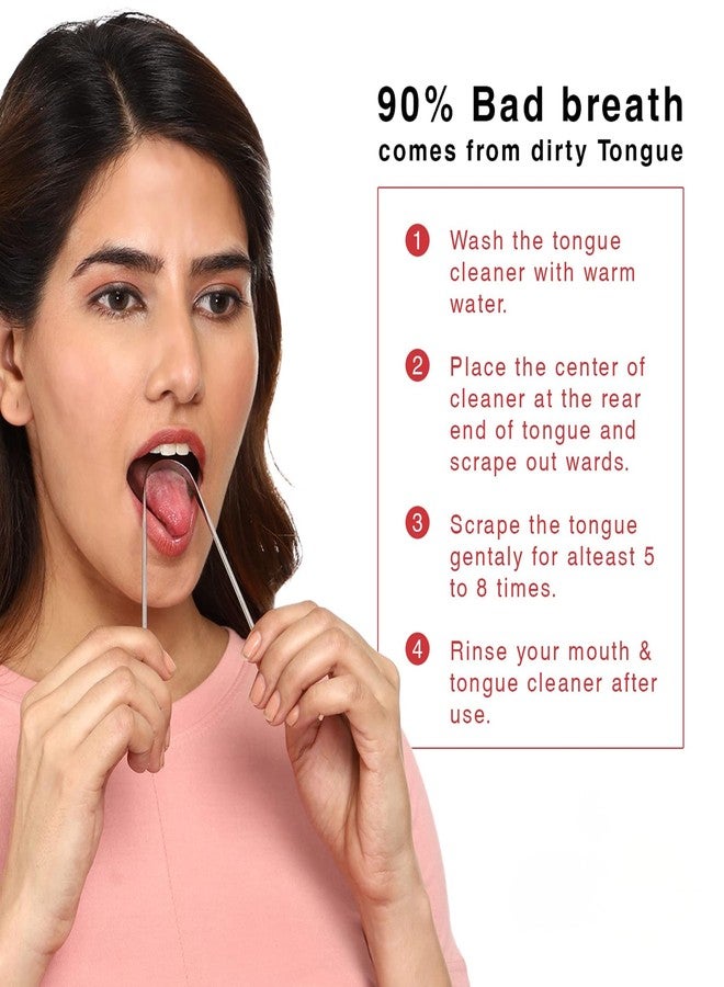 QUEBERS 100% Stainless Steel Tongue Cleaner Pack of 2 | Medical Grade Tongue Scraper for Fresh Breath | Oral Hygiene Tool for Adults & Kids | Removes Bad Breath, Toxins & Build-Up | Easy to Use & Washable - Image 4